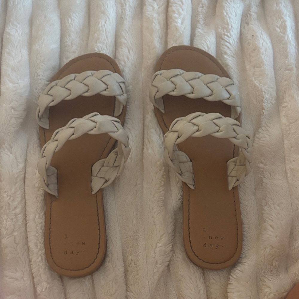 A New Day Women's Cream Braided Sandals